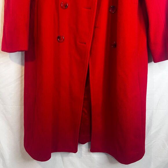Mackintosh 100% Wool Trench PeaCoat Classic Chic Bold Power Red Size M/L* Petite - Picture 5 of 12